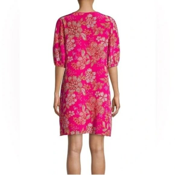 JOHNNY WAS JADE vesna dress tunic mini 100% silk pink multi floral boho S - Picture 4 of 10